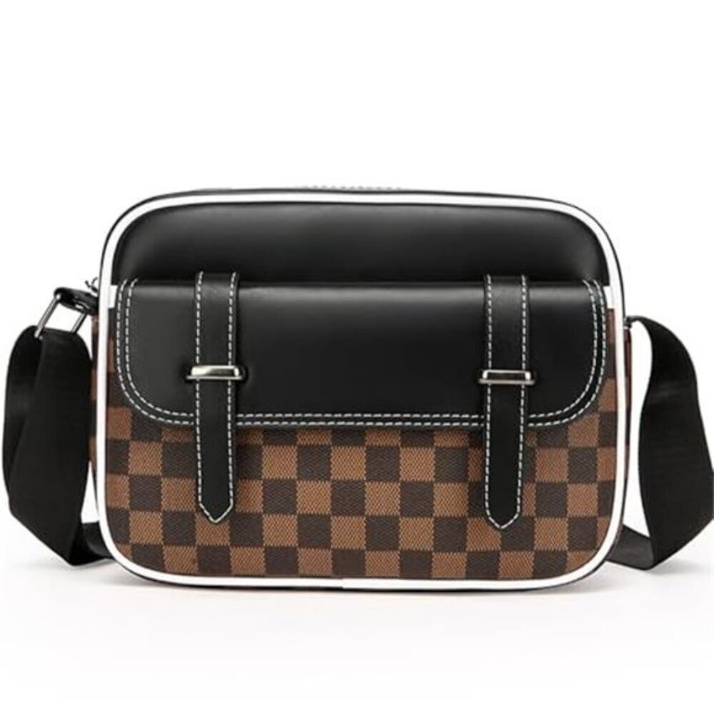 Men's Crossbody Bag PU Leather Multi-Pocket Shoulder Purse